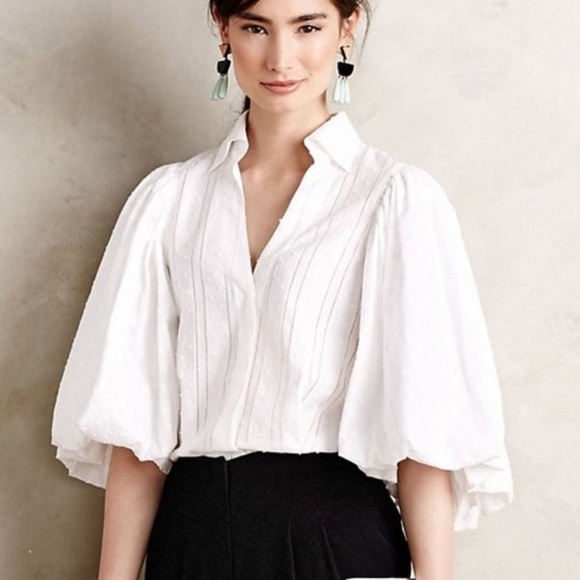 Anthropologie Tops - Anthropologie Byron Lars White Amalia Blouse Bell